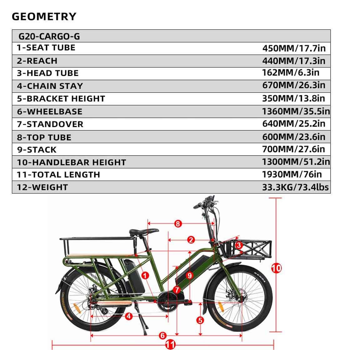 Electric Long Trail Cargo Bike Eunorau